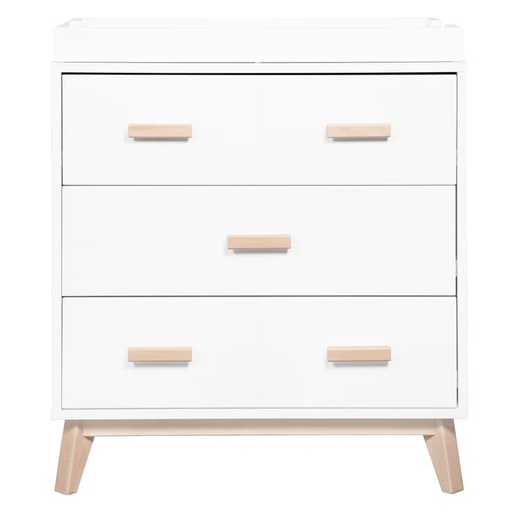 Mid-Century Modern Scoot 3-Drawer Dresser with Removable Changing Tray