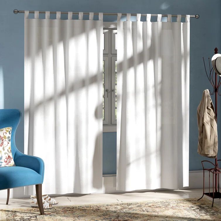 Mecca Orange Light-Filtering Polyester Tab Top Curtain Panels, 54x120