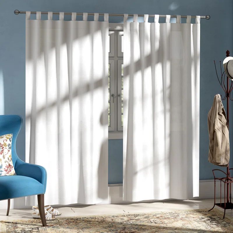 Mecca Orange Polyester Light-Filtering Tab Top Curtain Panels, Set of 2
