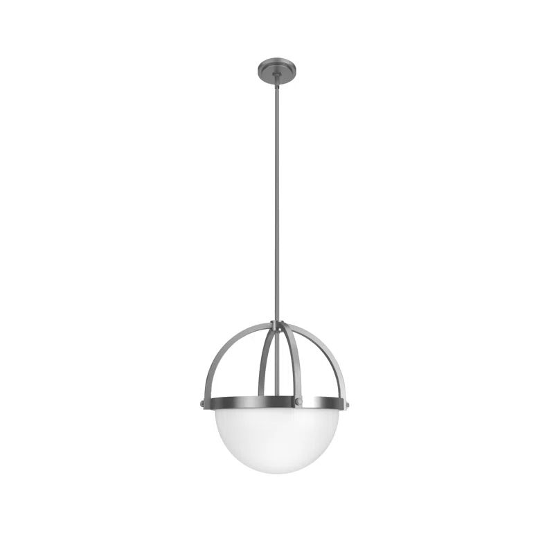 Wedgefield 16'' Brushed Nickel Globe Pendant with LED and Glass