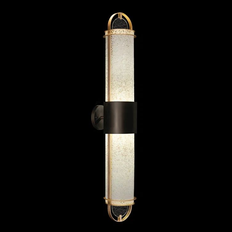 Eclipse Black and Gold Dual LED Sconce with Studio Glass