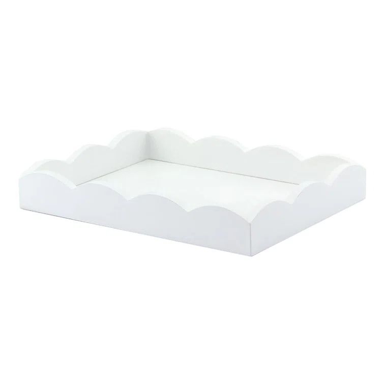 Small White and Gray Scalloped High Gloss Tray