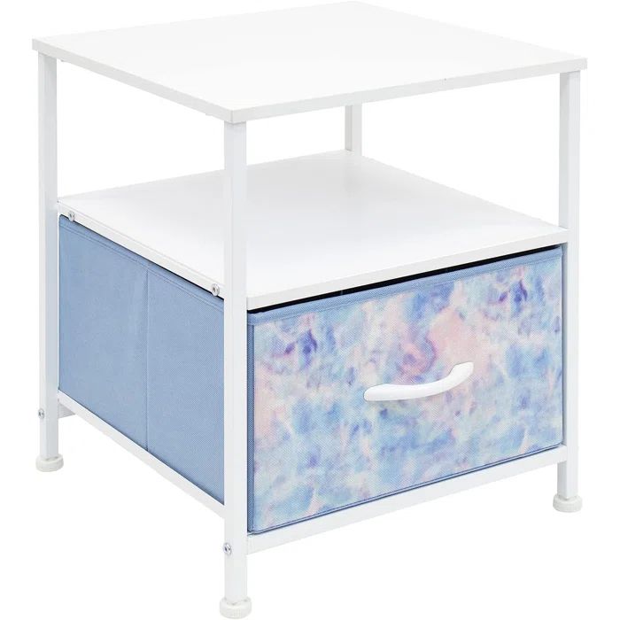 Sorbus Pastel Tie-Dye 1-Drawer Nightstand with Steel Frame and Wood Top