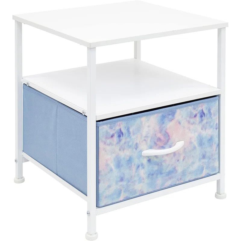 Sorbus Pastel Tie-Dye 1-Drawer Nightstand with Steel Frame and Wood Top