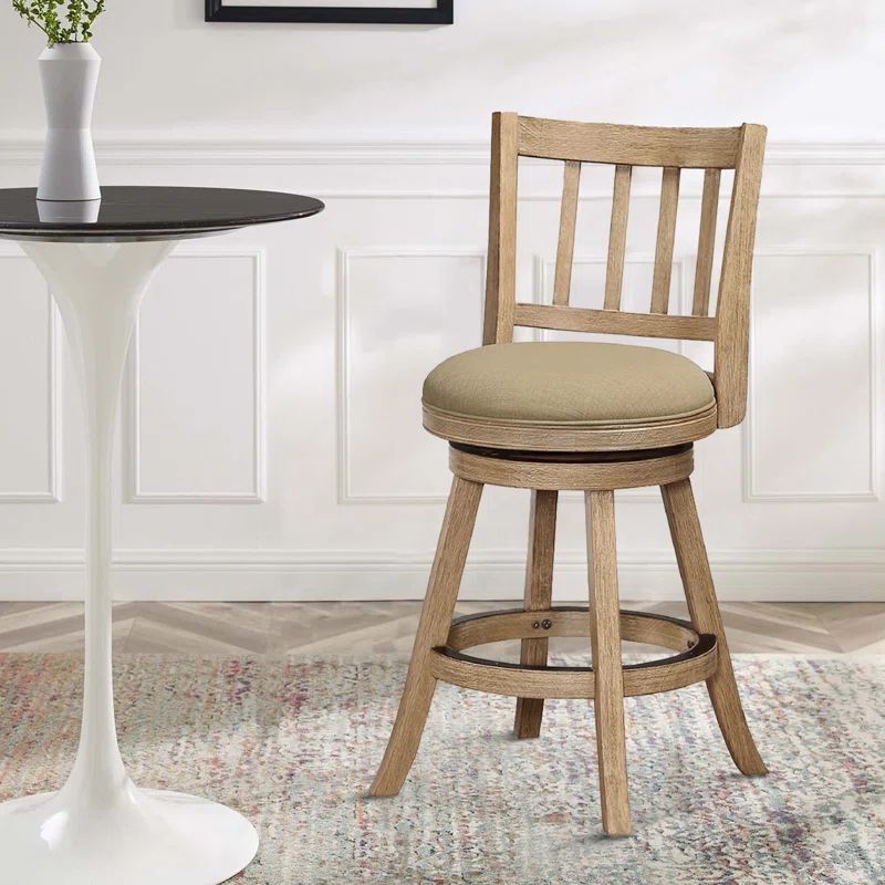 Oat Brown Adjustable Swivel Wood Counter Stool