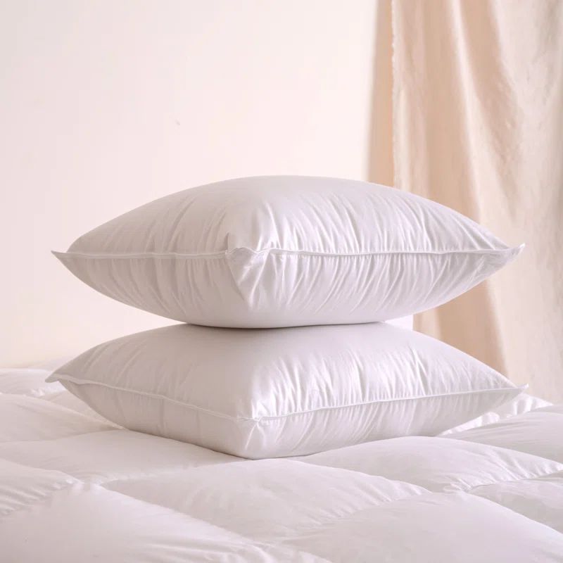 Standard White Hungarian Goose Down Pillow with Cotton Casing