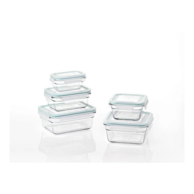 Glasslock Clear Glass Food Storage Containers with Lids, 10-Piece Set