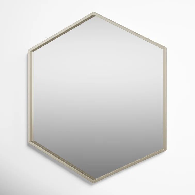 Elegant Silver Hexagon 29" Bathroom Wall Mirror