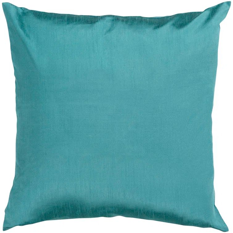 Teal Polyester Square Throw Pillow with Down Fill