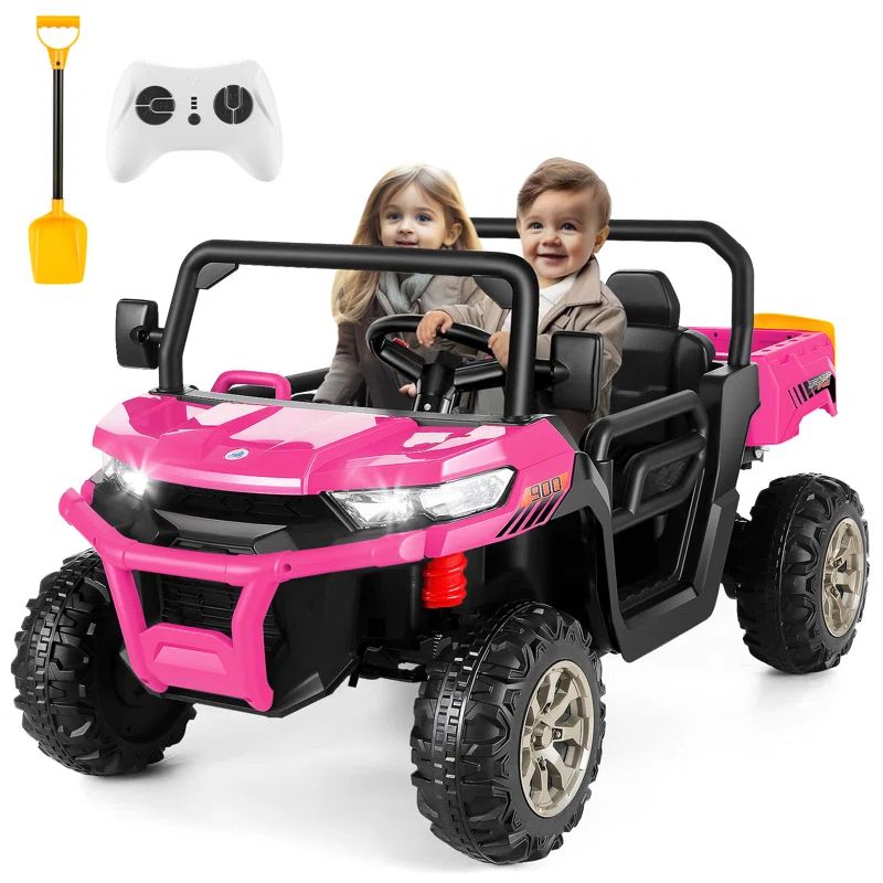 Pink 24V Kids Ride-On Truck with Remote Control and Electric Dump Bed