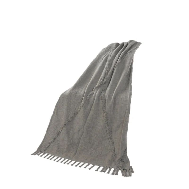 Light Gray Knitted Cotton Throw Blanket 50" x 60"