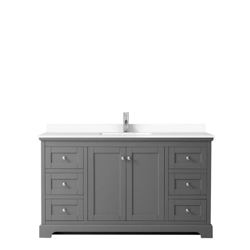 Avery 60'' Dark Gray Single Bathroom Vanity with Marble Top