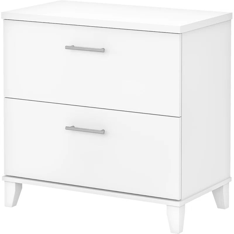 White Transitional 2-Drawer Mobile Lateral Filing Cabinet