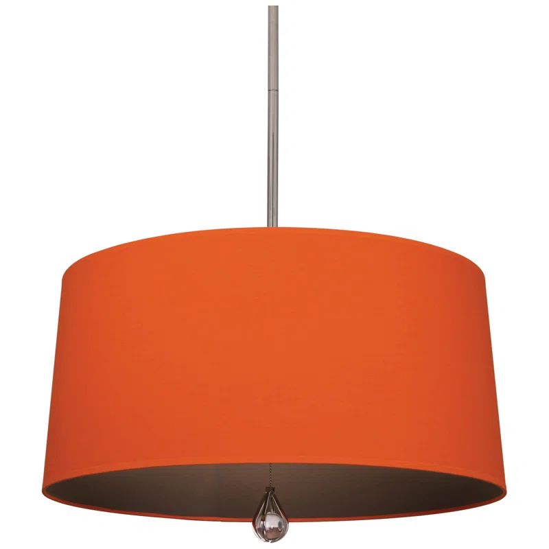 Williamsburg Inspired 14.5" Polished Nickel Drum Pendant with Crystal Finial