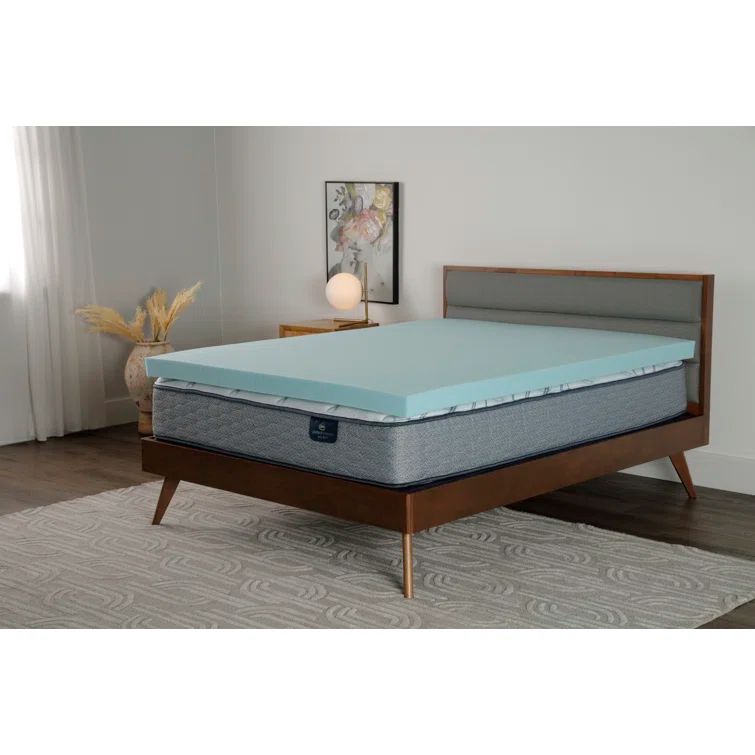 Full Blue Memory Foam Mattress Topper with Cooling Gel