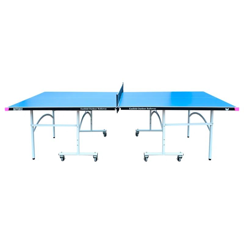 Butterfly Blue Foldable Outdoor Table Tennis Table with Steel Legs