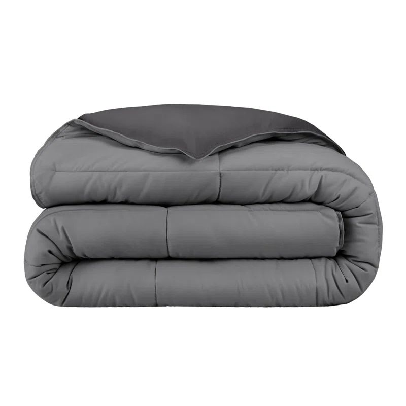 Twin/Twin XL Grey Forged Iron Grey Reversible Down Alternative Microfiber Comforter Set