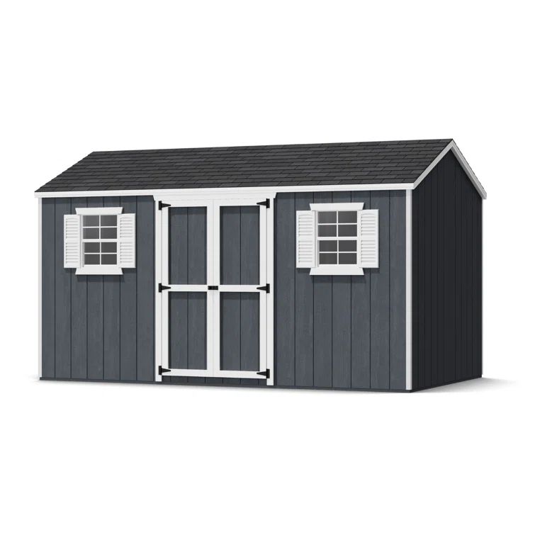 8 ft x 14 ft Blue Wooden Storage Shed Kit with Windows