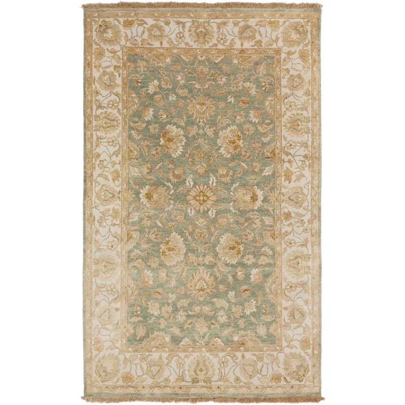 Hand-Knotted Blue Wool Oriental Area Rug 5' x 8'