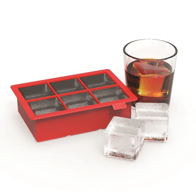 Red Silicone Extra Large Ice Cube Tray for 2-Inch Cubes