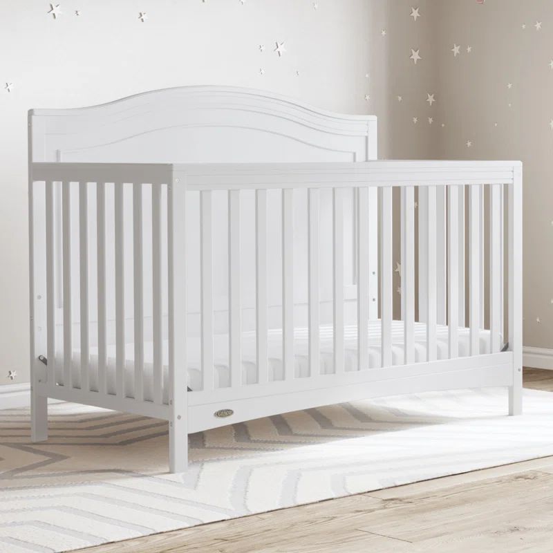 Paris White Pine Wood 4-in-1 Convertible Crib