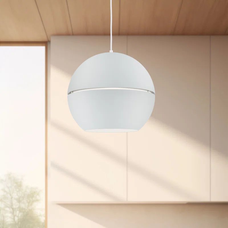 Lucas Modern Globe Pendant in White Aluminum 14.5" H x 16" W