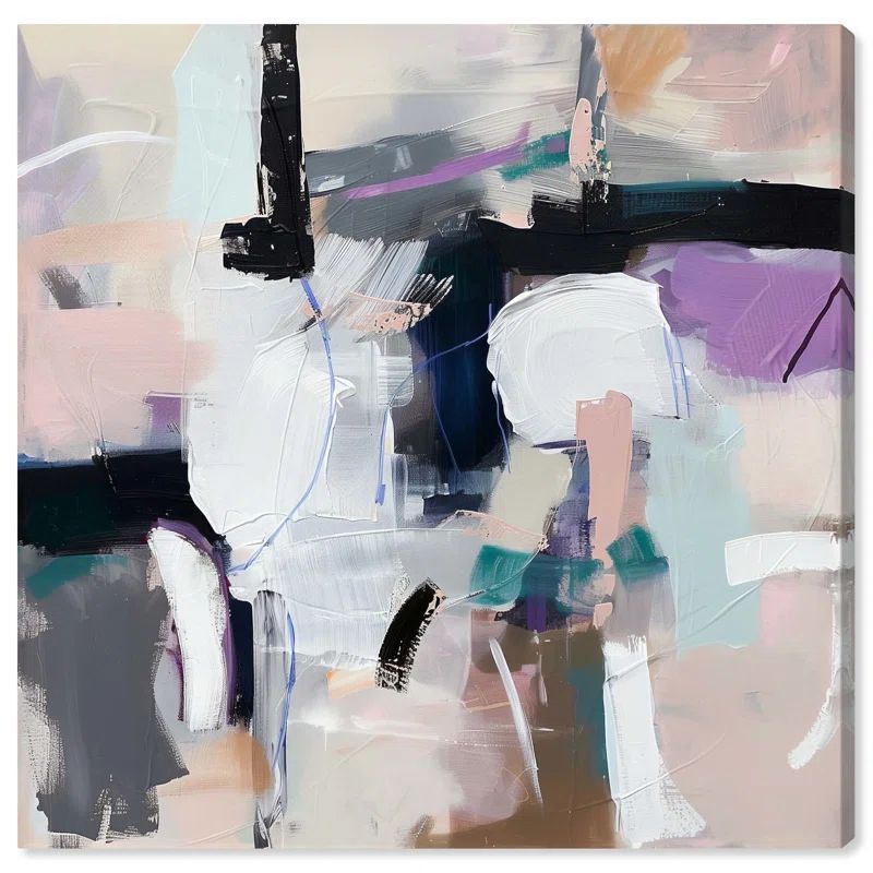 Modern Pastel Abstract Canvas Wall Art with Wooden Frame