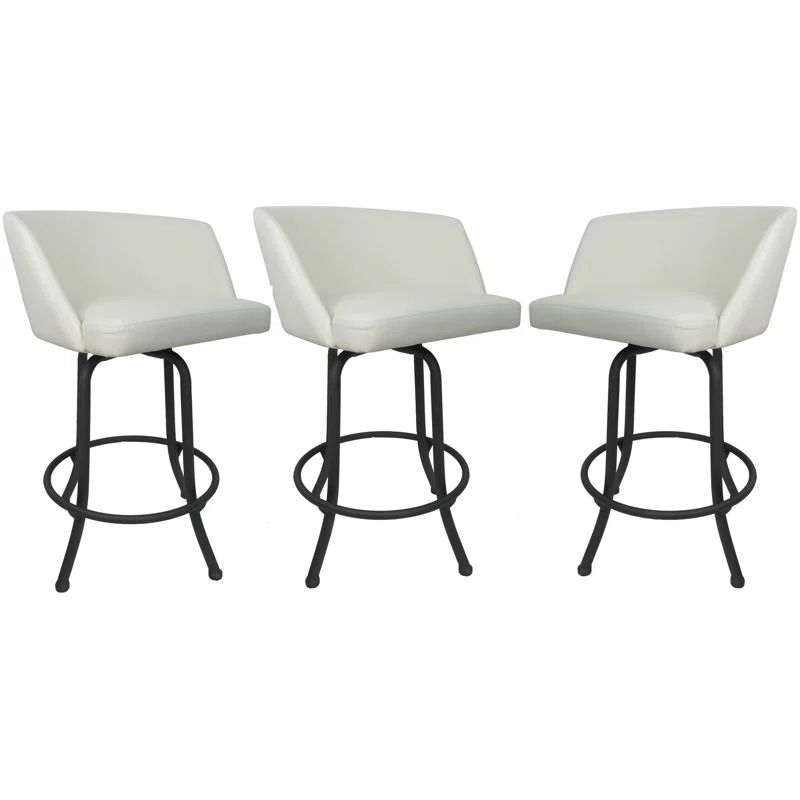 Extra Tall Black Upholstered Swivel Bar Stools with Gray Frame