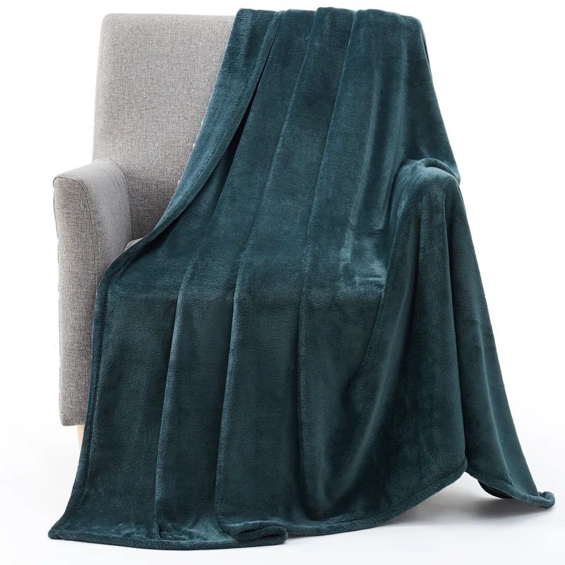 King Size Green Plush Fleece Reversible Blanket