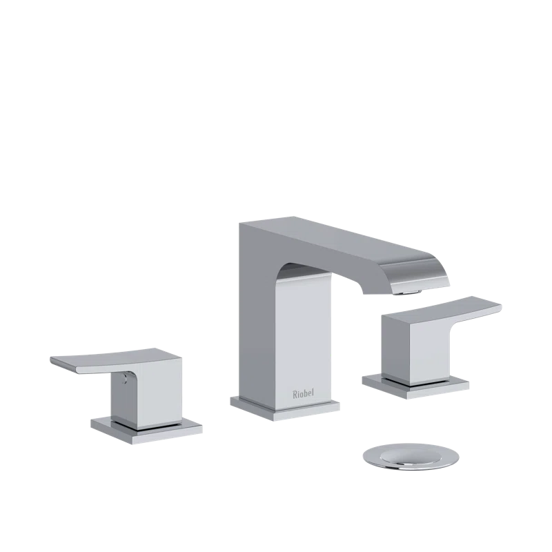 Chrome Modern Widespread Bathroom Faucet with Drain Assembly