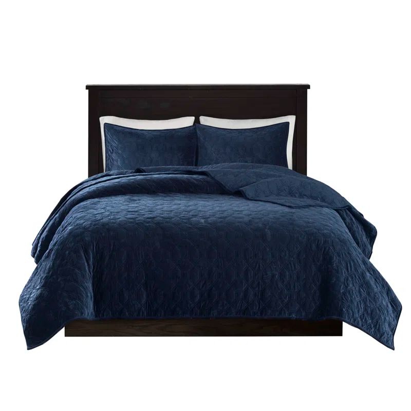 Navy Velvet King Reversible Quilt Set