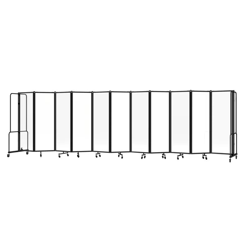 Robo Series Black Fabric Folding Room Divider with Steel Frame