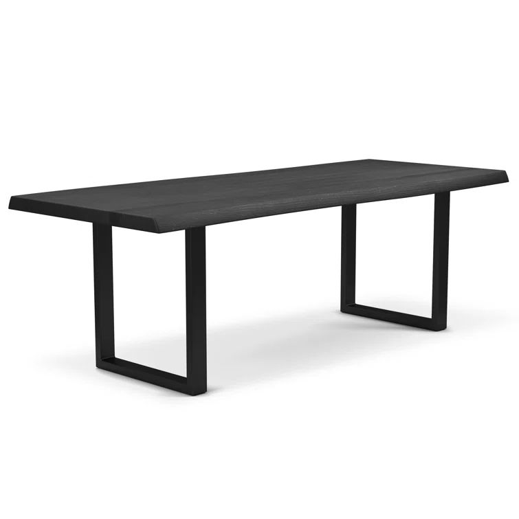 Ebonized Acacia Wood and Black Aluminum 116" Industrial Dining Table
