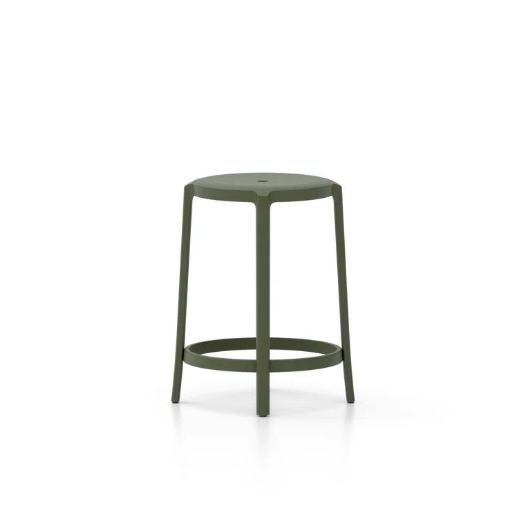 Green Recycled Plastic and Metal Counter Stool with Acrylic Seat