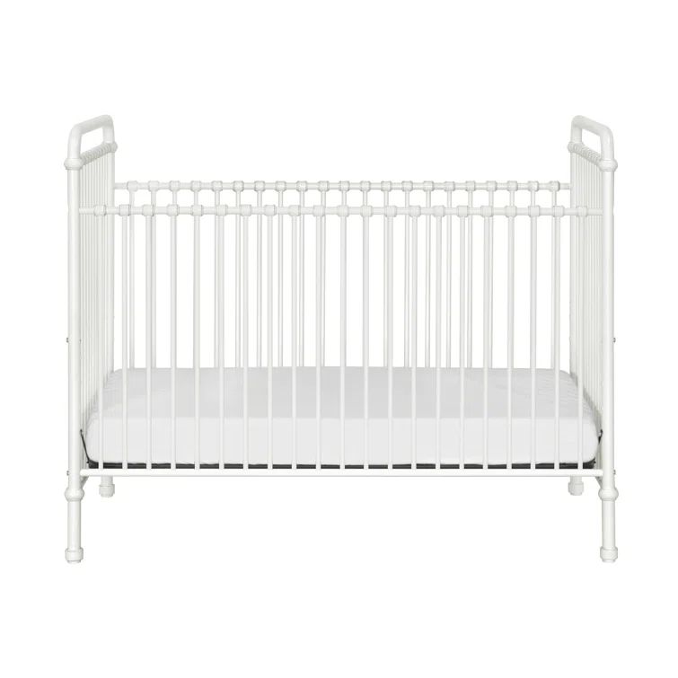 White Iron Toddler Convertible Crib with Vintage Design