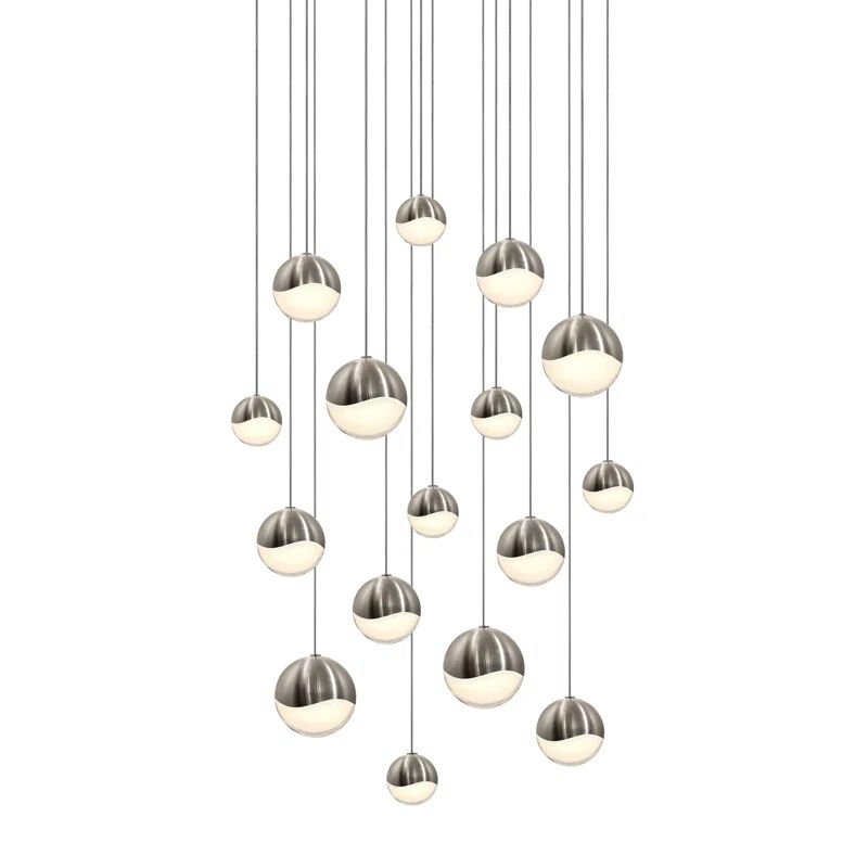 Sonneman Grapes 16-Light Crystal LED Pendant - Satin Nickel