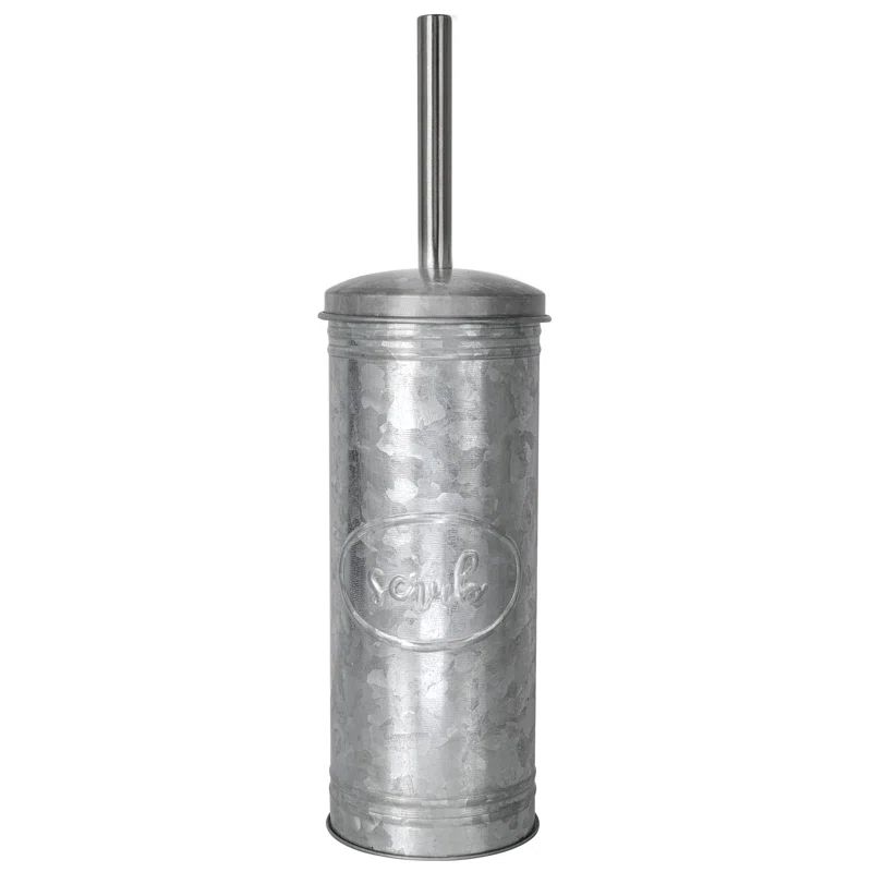 Galvanized Metal Rustic Farmhouse Toilet Brush with Holder
