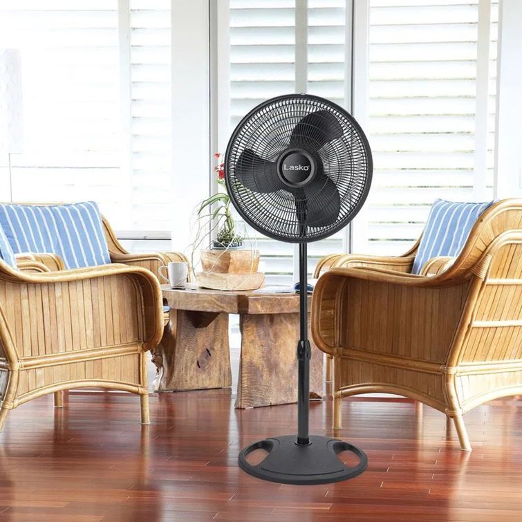Lasko 16" Black Adjustable Height Oscillating Floor Fan