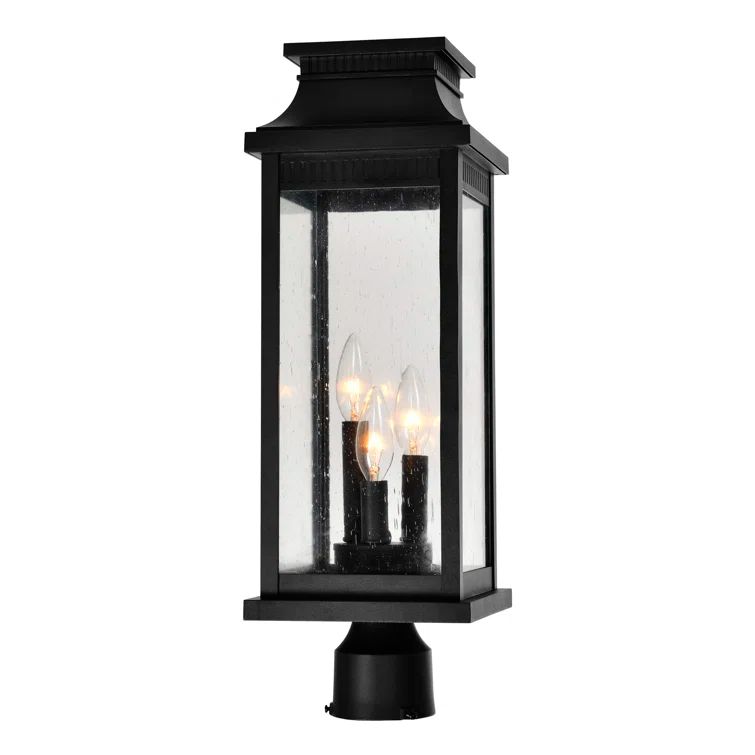 Milford Black Metal Outdoor Lantern Head with Seedy Glass