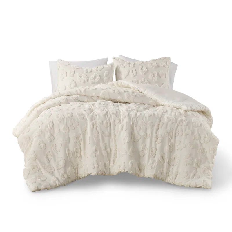 Full Off-White Microfiber Chenille Comforter Set