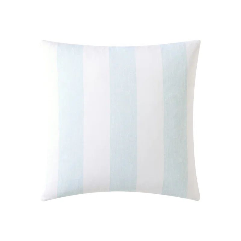 Blue and White Striped Cotton Throw Pillow, 20" x 20"