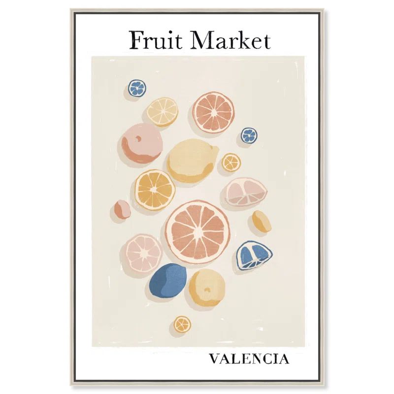 Valencia Fruit Market Canvas Print in Beige and Blue