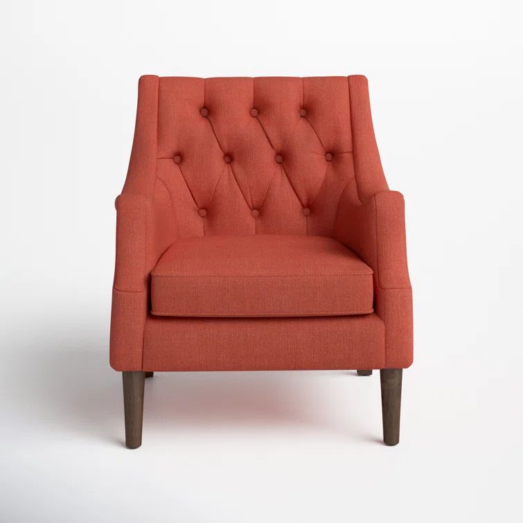 Elle Spice Tufted High-Curved Accent Chair with Dark Coffee Legs