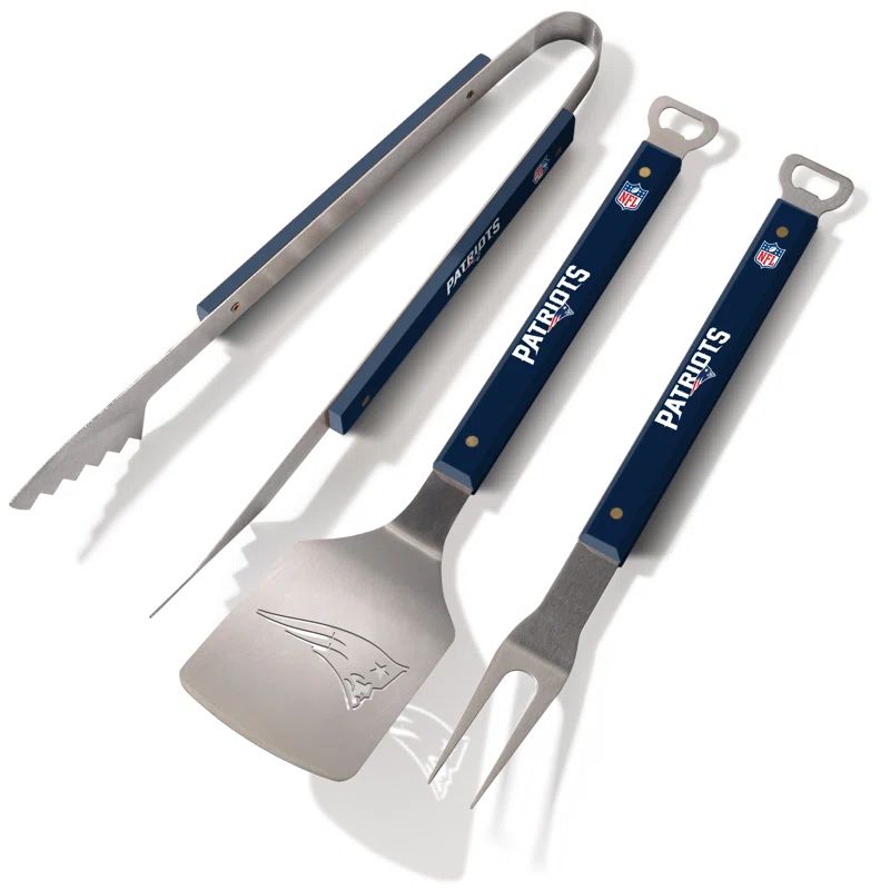 New England Patriots Stainless Steel BBQ Tool Set with Emblem