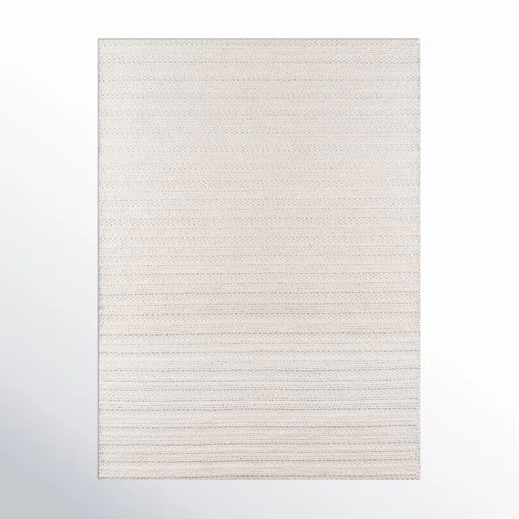 Ivory Tufted Wool and Viscose Striped 5' x 7' Rug