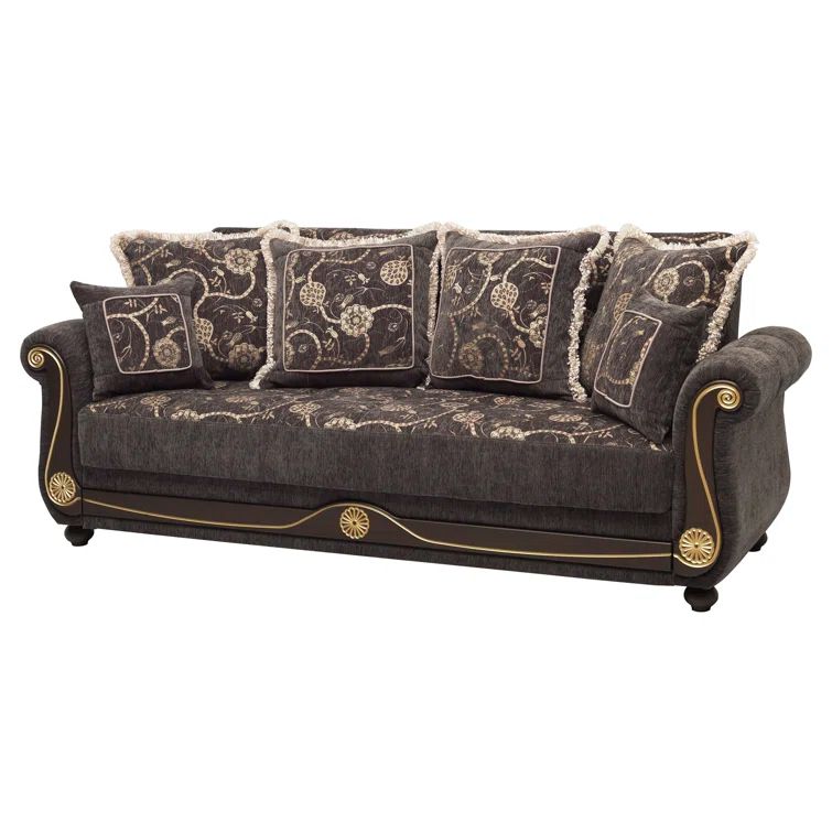 Gray Twin Fabric Sofa Bed with Hidden Storage