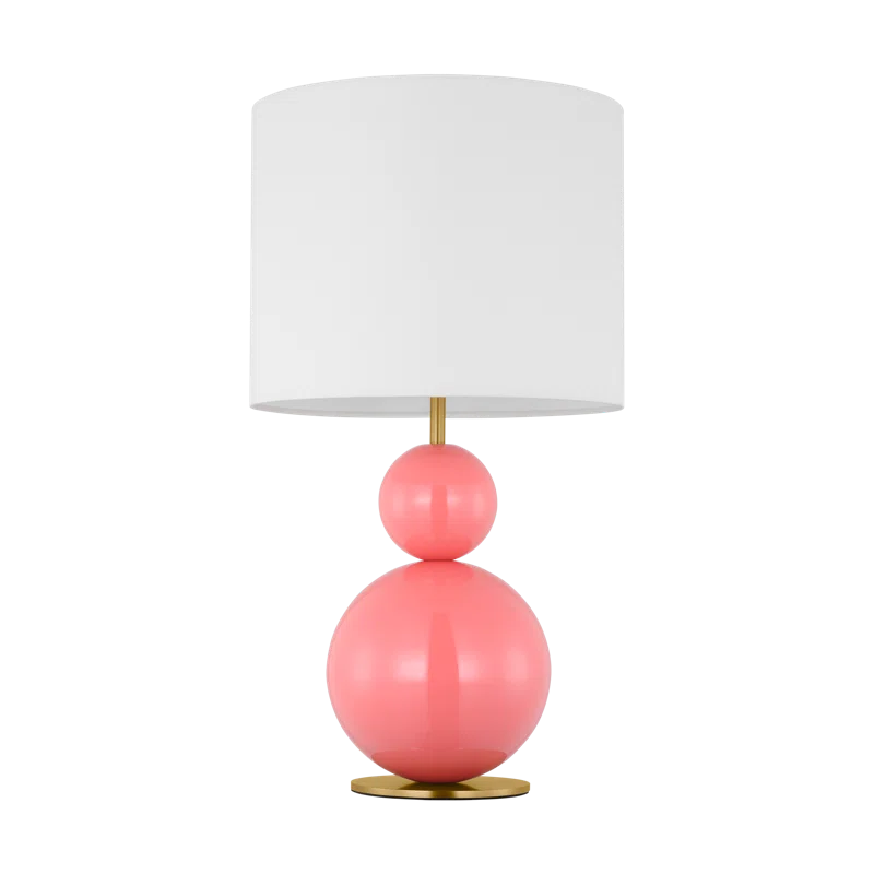 Coral Steel Table Lamp with White Linen Shade