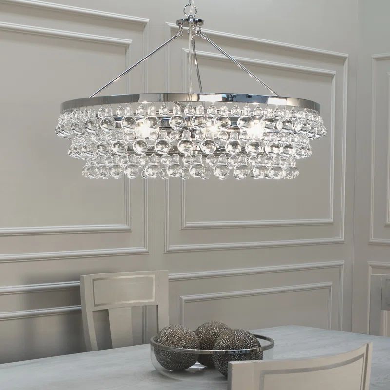 Elegant Bling 6-Light Geometric Nickel & Crystal Chandelier