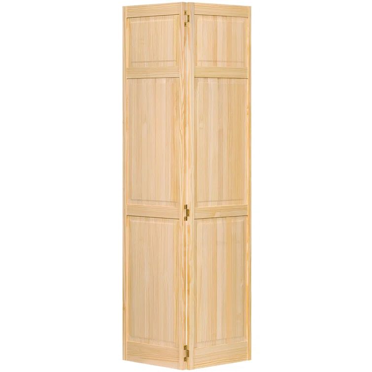 Traditional Unfinished Pine Wood 6-Panel Bi-Fold Door 28" x 80"