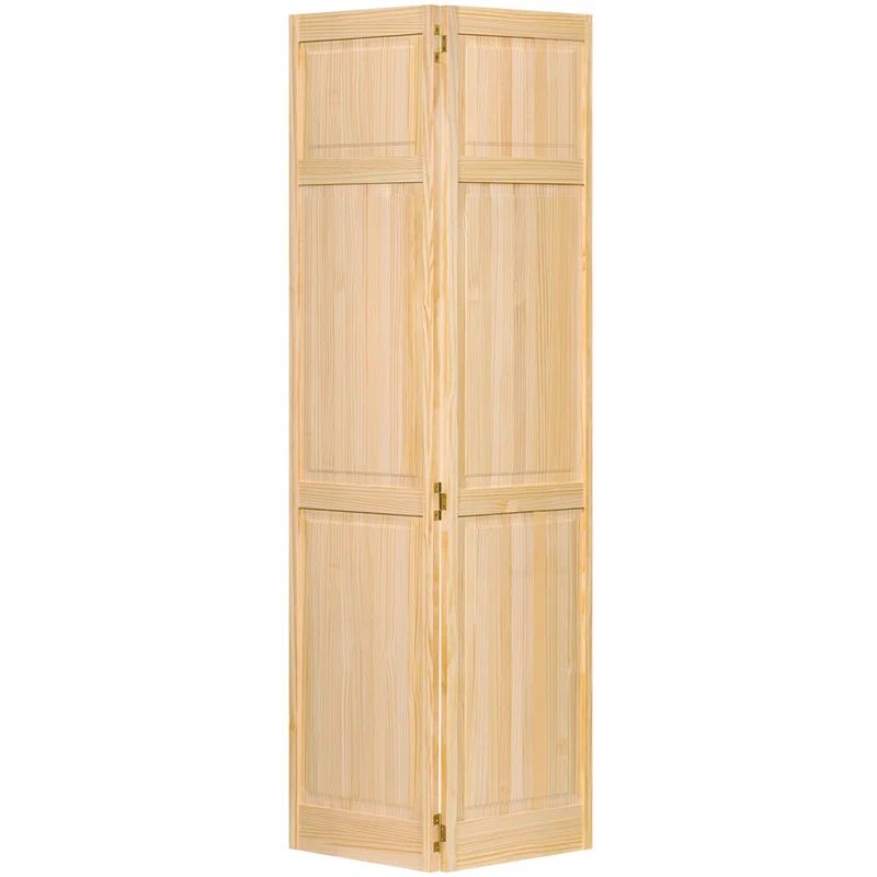 Traditional Unfinished Solid Pine 6-Panel Bi-Fold Door, 24" x 80"